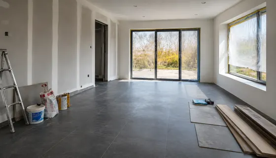 Trockenbau und Bodenarbeiten in einem modernisierten Innenraum